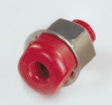 Upchurch Scientific PEEK Bulkhead Union Assembly, 2.9 uL, 1/4-28 Flat-Bottom, 1.00 mm Thru-hole, Red, 100/pk - P-441C